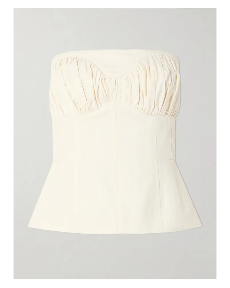TOVE Ruby Bustier Aus Twill Aus Einer Leinenmischung Mit Schößchen Und Raffungen - Wollweiß Wollweiß