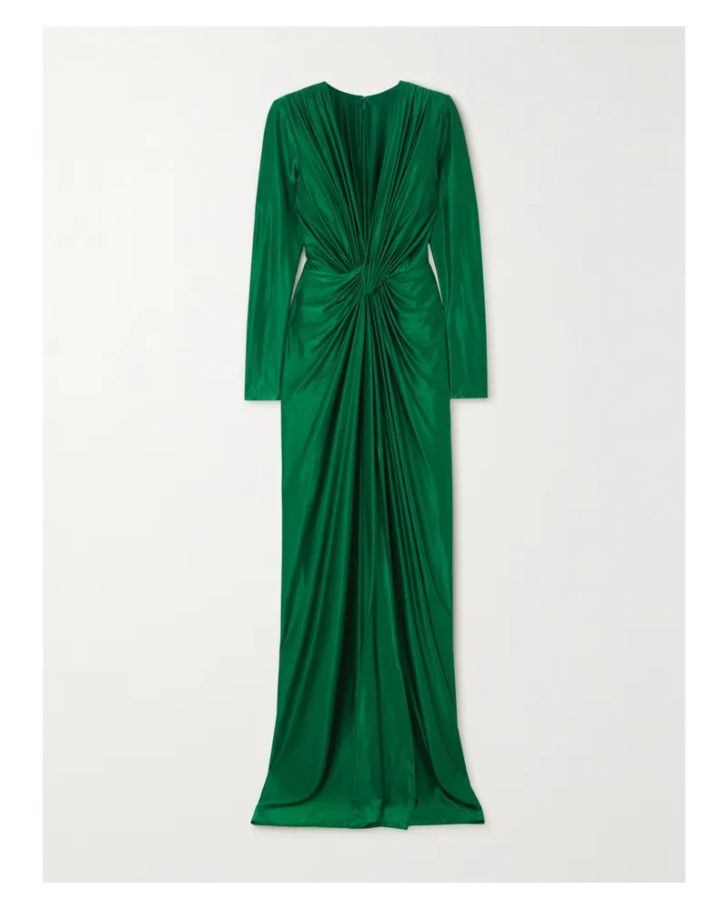 COSTARELLOS Swanson Robe Aus Glänzendem Stretch-jersey Mit Twist-detail - Grün Grün