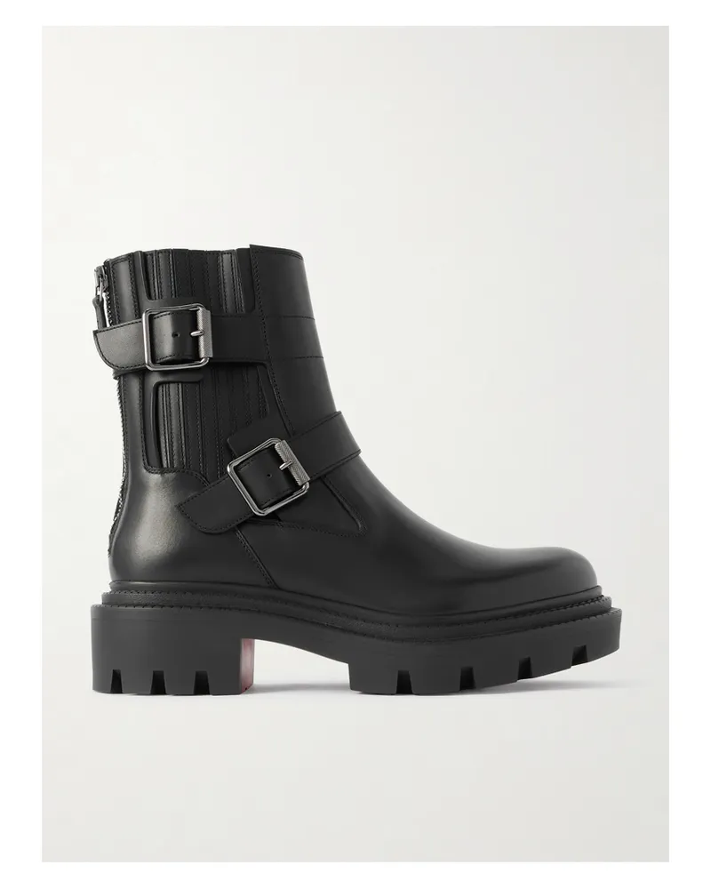 Christian Louboutin Oxybootie Buckled Leather Ankle Boots - Black Black