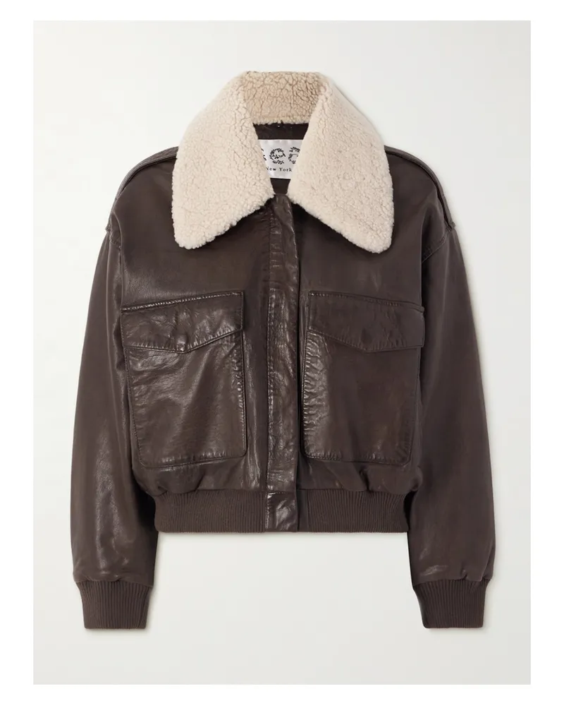 Sea Lenoir Bomberjacke Aus Leder Mit Shearling-besatz - Braun Braun