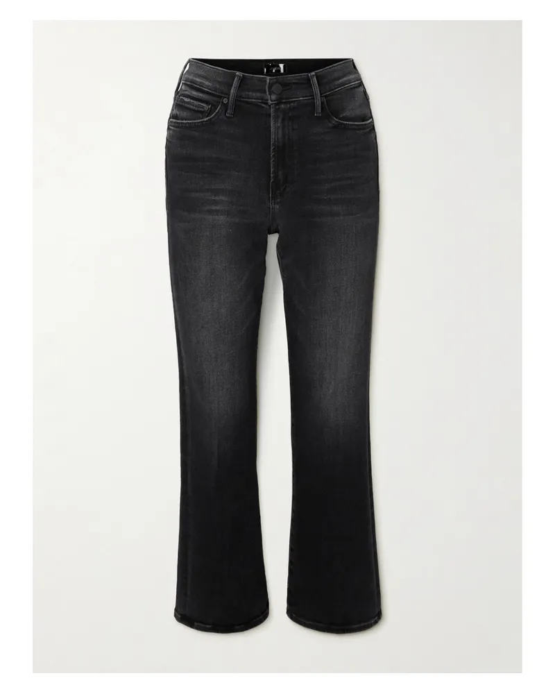 Mother The Outsider Flood Cropped Mid-rise Bootcut Jeans - Black Black