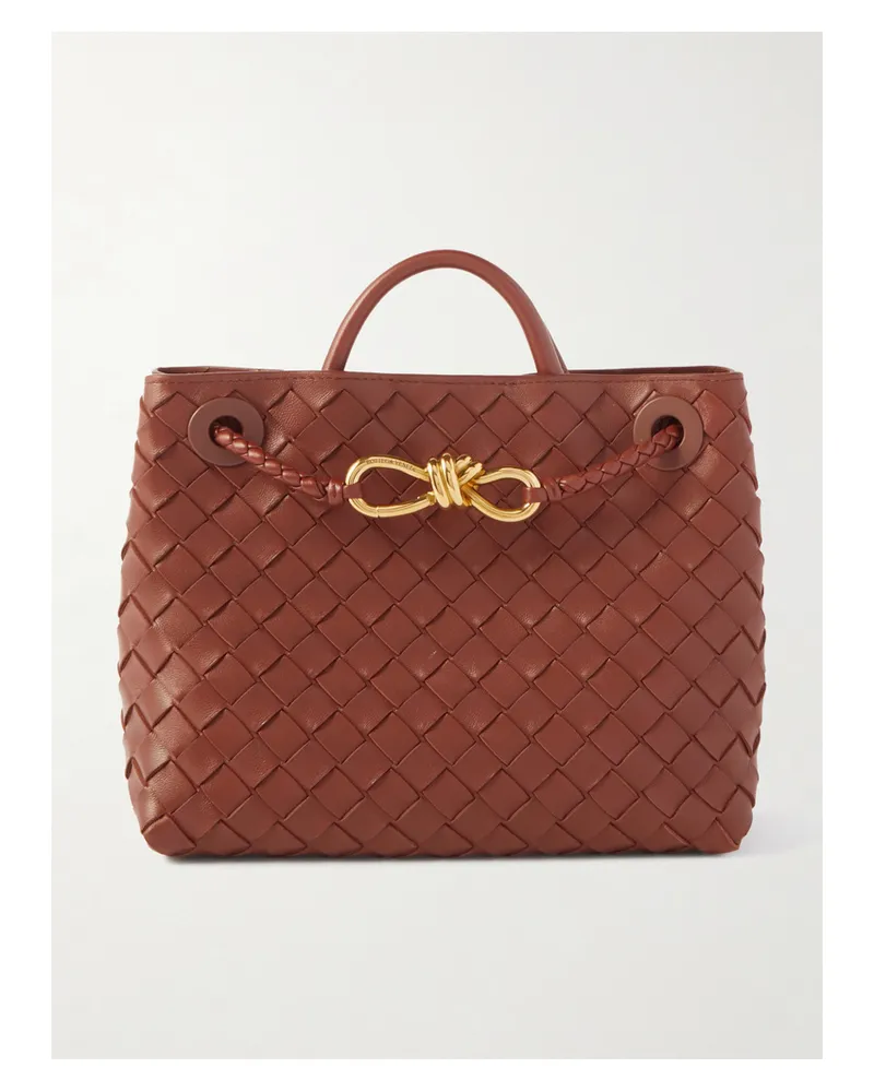 Bottega Veneta Andiamo Small Intrecciato Leather Tote - Brown Brown
