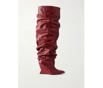 Overknees Aus Strukturiertem Leder - Burgunder