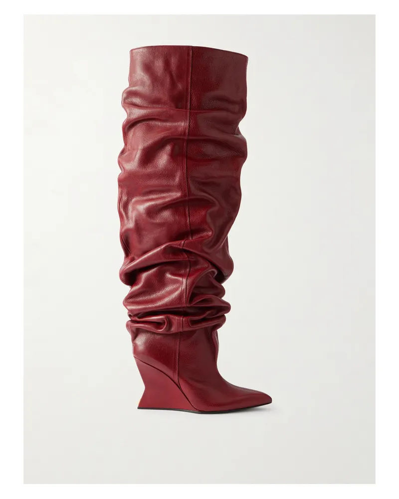 Balmain Overknees Aus Strukturiertem Leder - Burgunder Burgunder