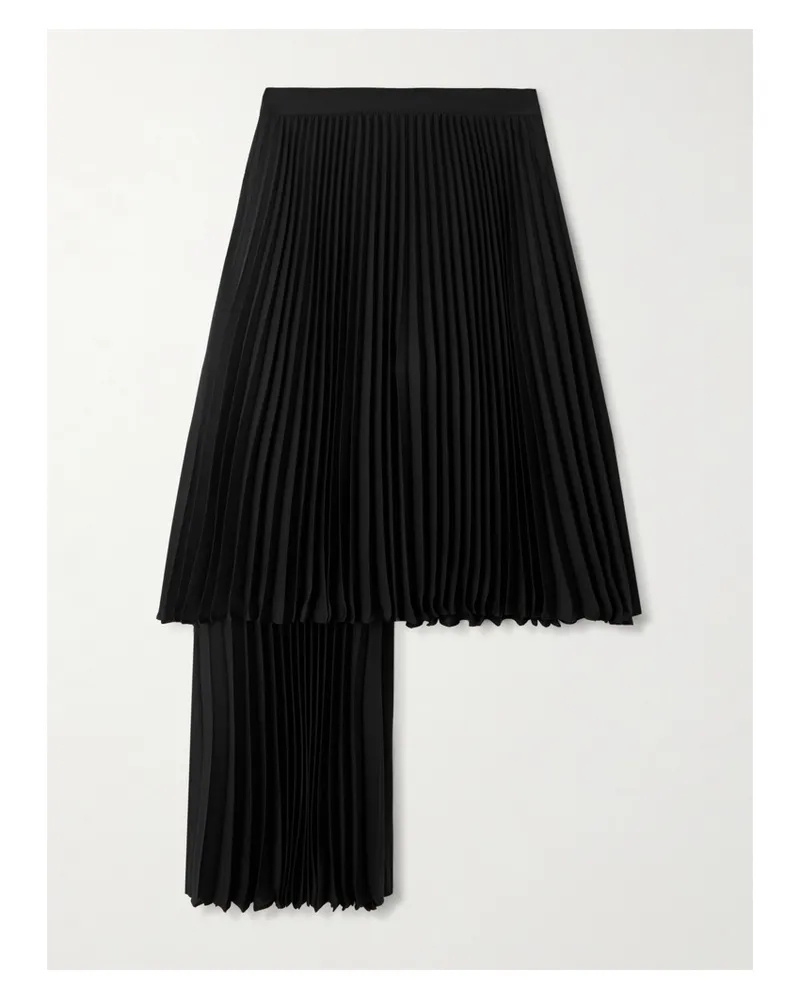 Bottega Veneta Layered Pleated Twill Midi Skirt - Black Black
