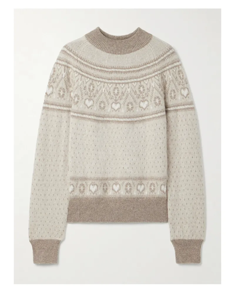 KHAITE Guy Fair Isle Cashmere Sweater - Cream Cream