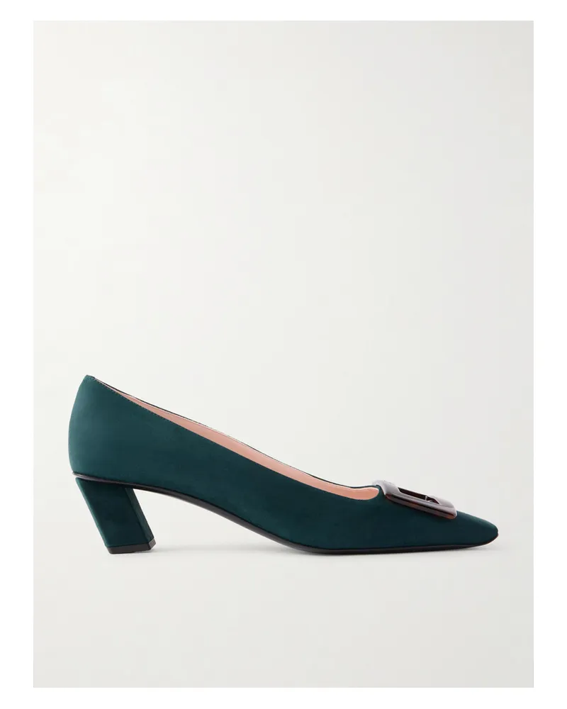 Roger Vivier Belle Vivier 45 Suede Pumps - Green Green