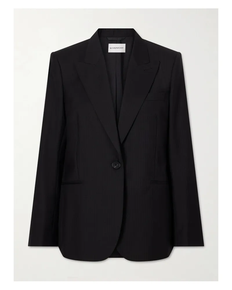 Givenchy Pinstriped Wool Blazer - Black Black