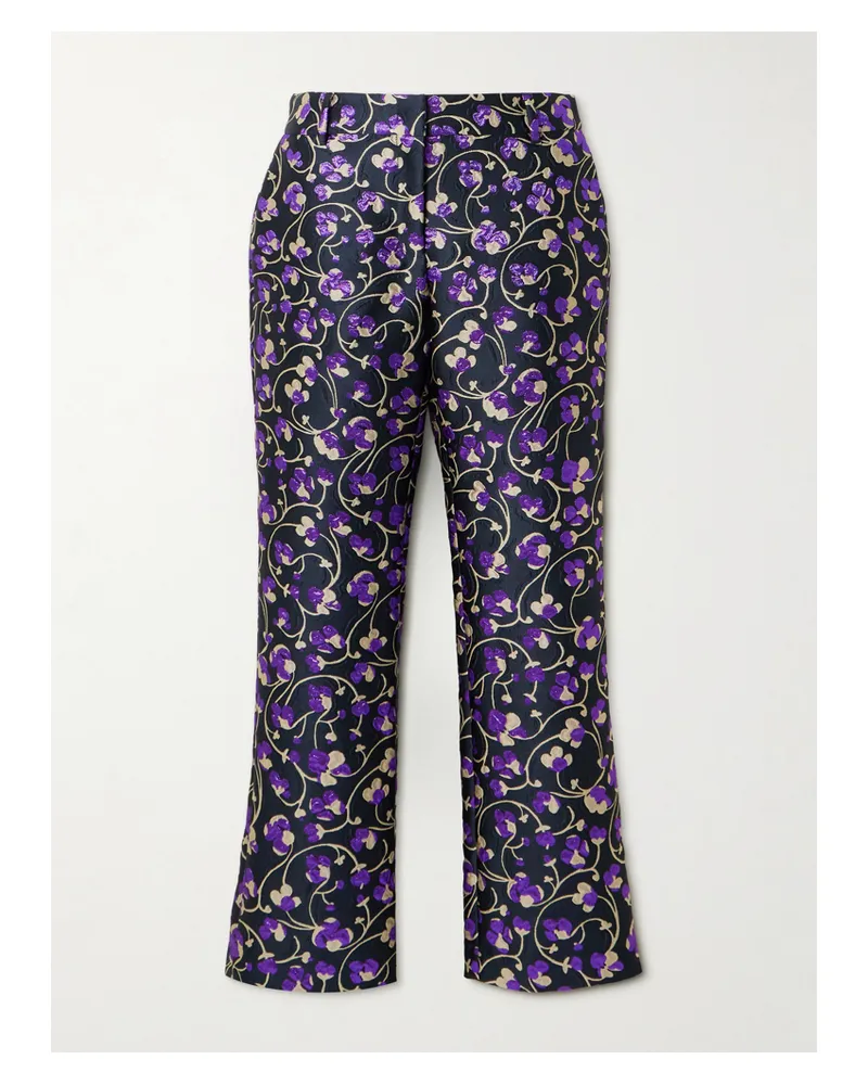 La DoubleJ 24/7 Hose Mit Geradem Bein Aus Brokat Mit Blumenmuster - Lila Lila