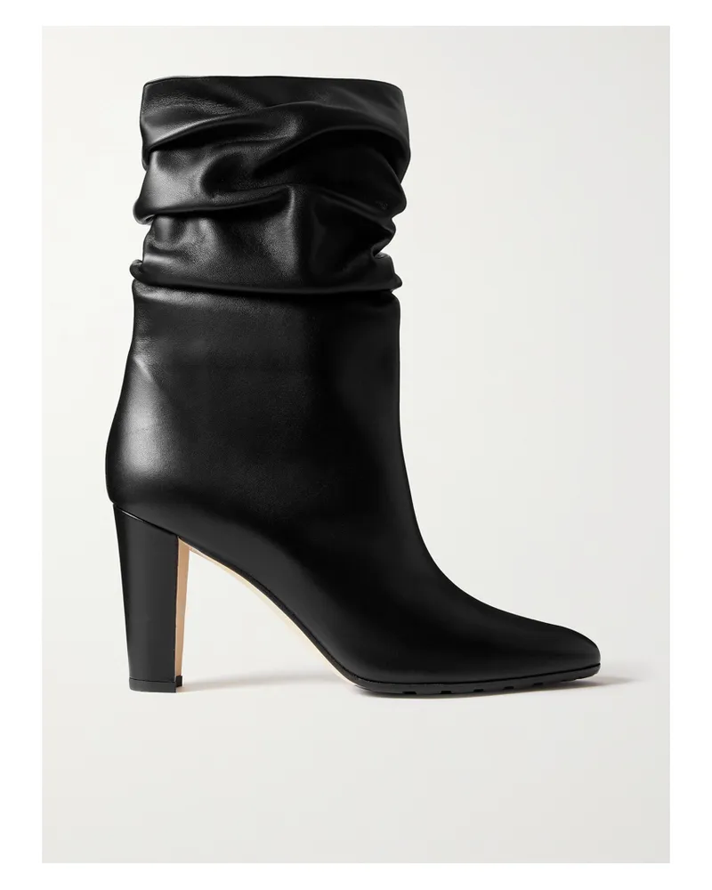 Manolo Blahnik Calasso 90 Leather Ankle Boots - Black Black