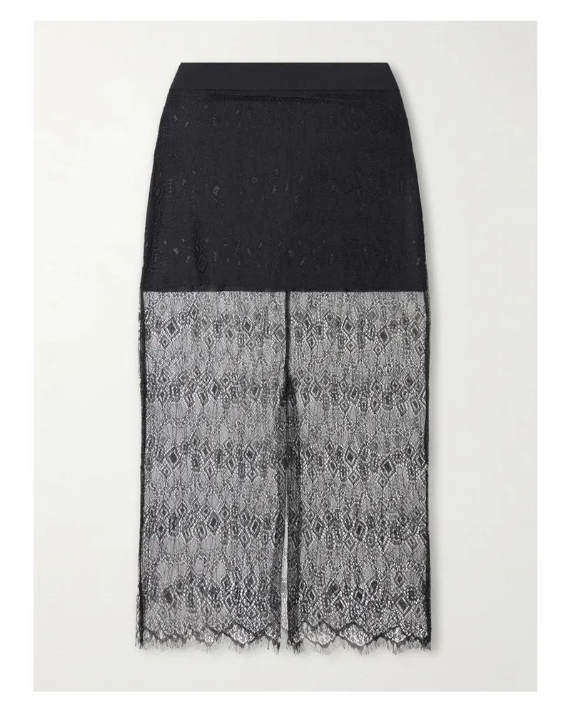 FRANKIE Shop Alrose Midirock Aus Spitze In Metallic-optik - Schwarz Schwarz