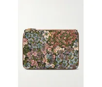 Vlogo Medium Leather-trimmed Floral-jacquard Canvas Clutch - Multi