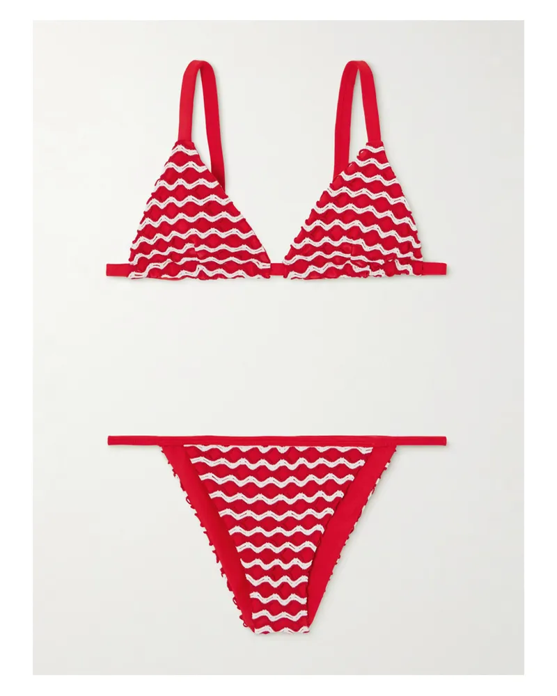 Sara Cristina Sun Bikini Aus Zweifarbigem Häkelmaterial - Rot Rot