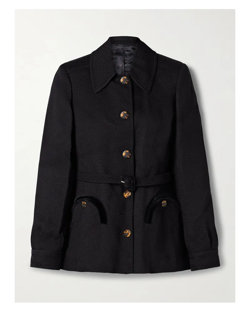 Blazé Milano Luna Jacke Aus Crêpe Mit Samtbesätzen Und Gürtel - Schwarz Schwarz