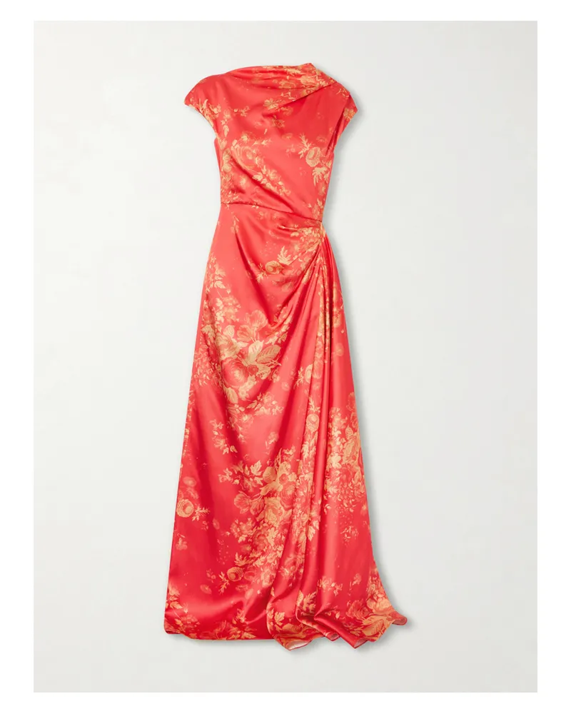 Erdem Floral-print Duchesse Satin Gown - Red Red