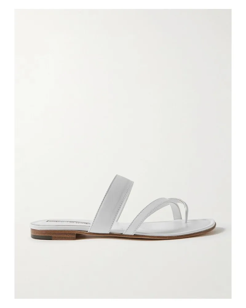Manolo Blahnik Susa Pantoletten Aus Leder - Weiß Weiß