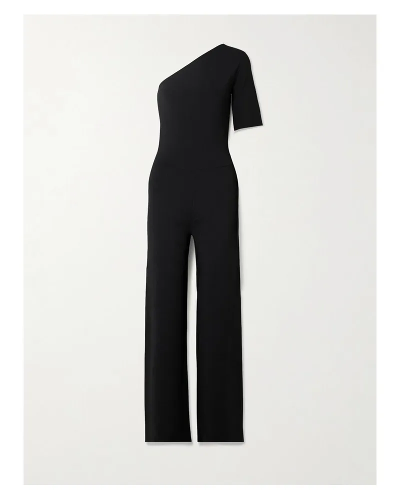 Stella McCartney Asymmetrischer Jumpsuit Aus Stretch-strick - Schwarz Schwarz
