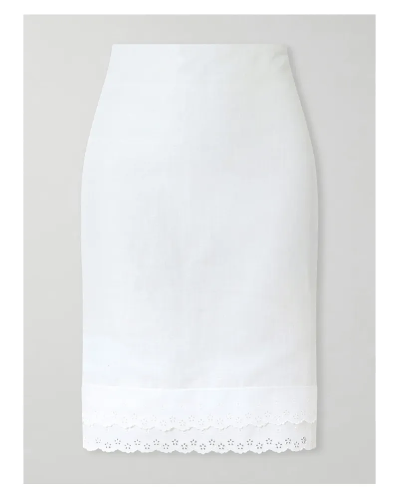 Magda Butrym Lace-trimmed Cotton And Linen-blend Mini Skirt - White White