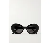 Curvy Oversized-sonnenbrille Mit Rundem Rahmen Aus Azetat - Schwarz