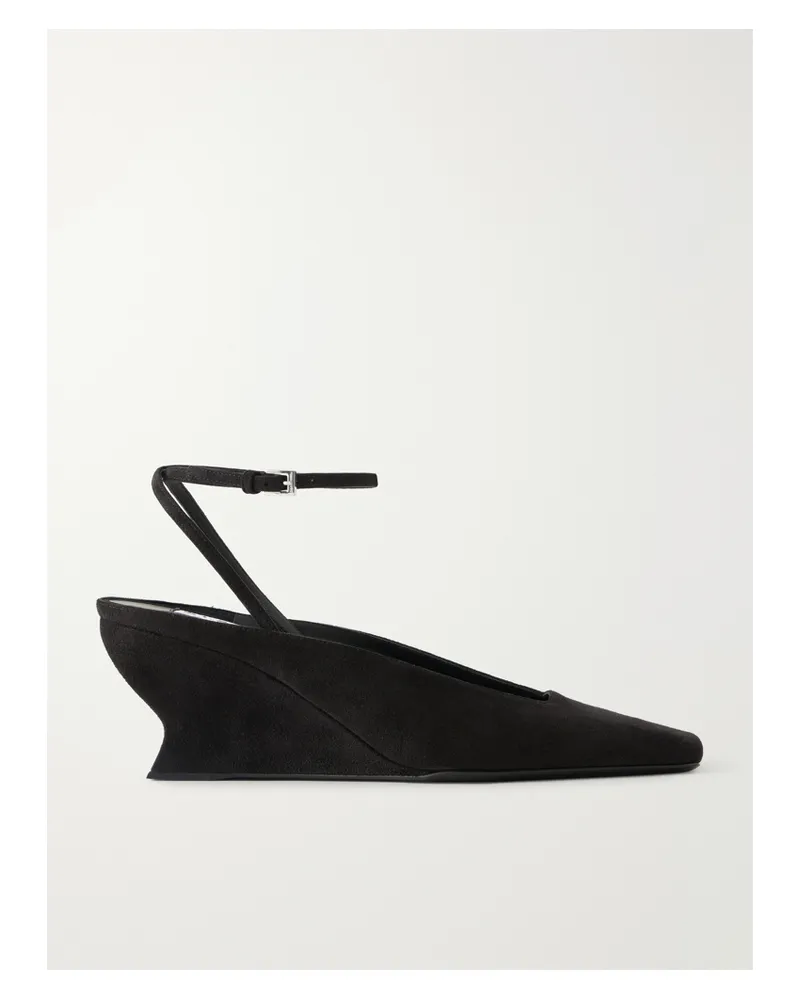 Alaïa Suede Wedged Mules - Black Black