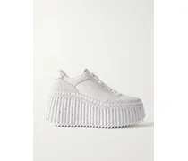 Nama Suede-trimmed Leather Platform Sneakers - White