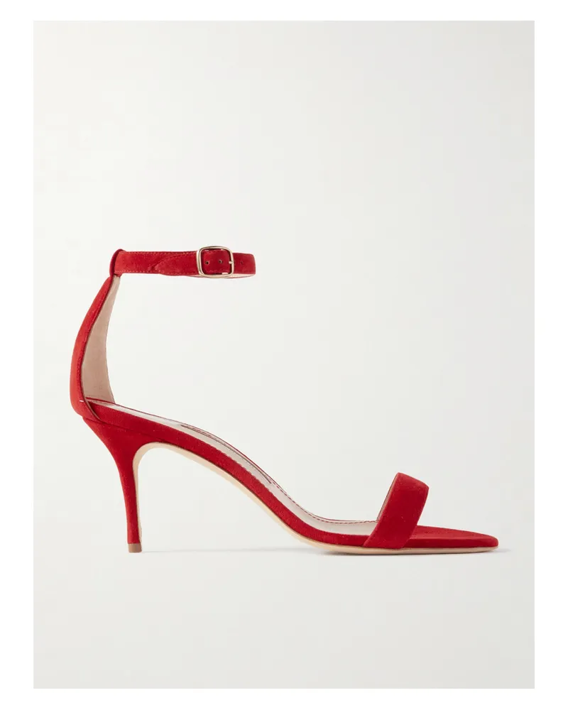 Manolo Blahnik Chaos 70 Suede Sandals - Red Red