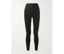Ribbed Cotton-blend Leggings – Soot – Leggings Aus Einer Gerippten Baumwollmischung - Schwarz
