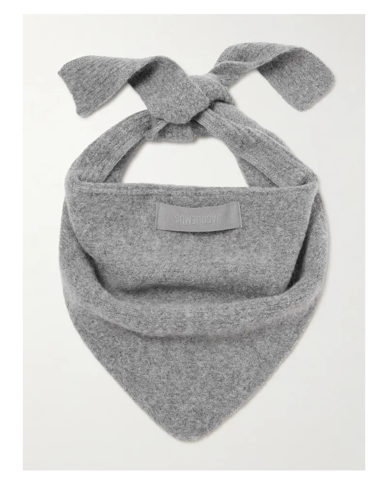 Jacquemus Appliquéd Brushed Knitted Scarf - Gray Gray