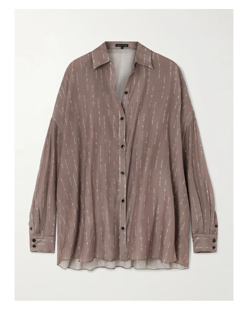 Kiki De Montparnasse Oversized Printed Cotton And Silk-blend Shirt - Gray Gray
