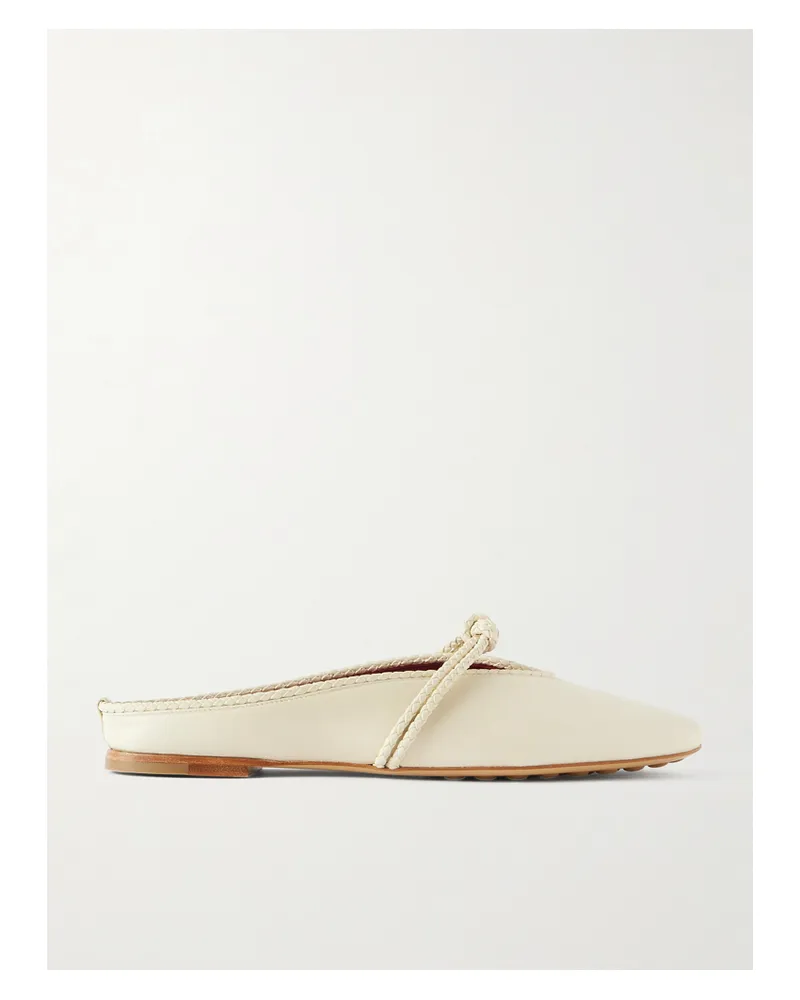 Bottega Veneta Rosa Intrecciato-trimmed Leather Mules - Neutrals Neutrals