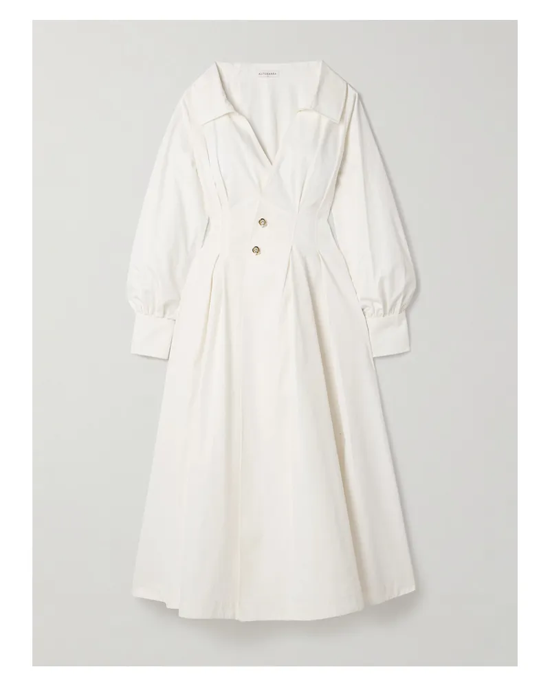 Altuzarra Isabela Midi-hemdblusenkleid Aus Popeline Aus Einer Baumwollmischung Mit Falten - Weiß Weiß
