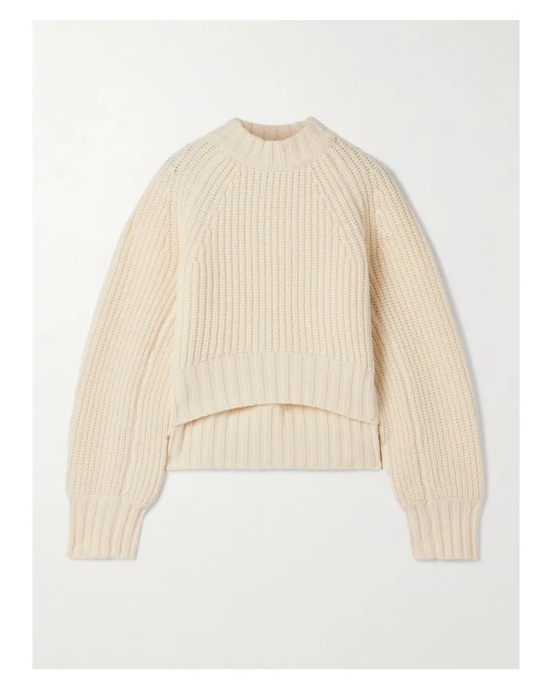 Co Pullover Aus Einer Gerippten Wollmischung - Elfenbein Elfenbein