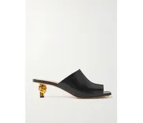Knot Leather Mules - Black