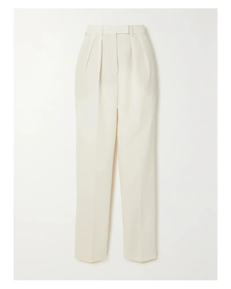 Akris Fidelia Hose Aus Einer Baumwoll-leinenmischung Mit Bügelfalten - Wollweiß Wollweiß