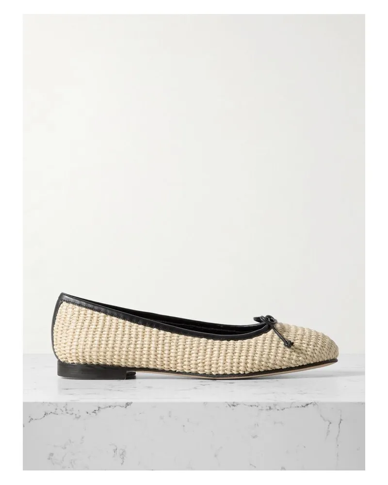 Manolo Blahnik Veralli Ballerinas Aus Raffiabast Mit Lederbesätzen - Creme Creme