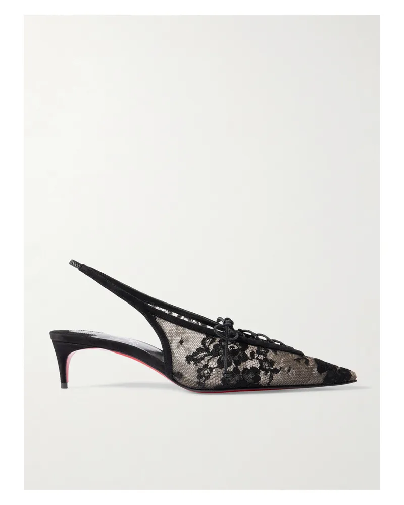 Christian Louboutin Km 45 Slingback-pumps Aus Spitze - Schwarz Schwarz