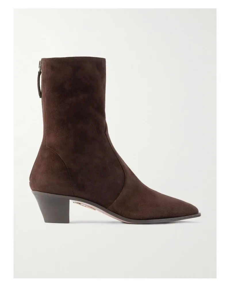 Aquazzura Brunswick Stiefel Aus Veloursleder - Braun Braun