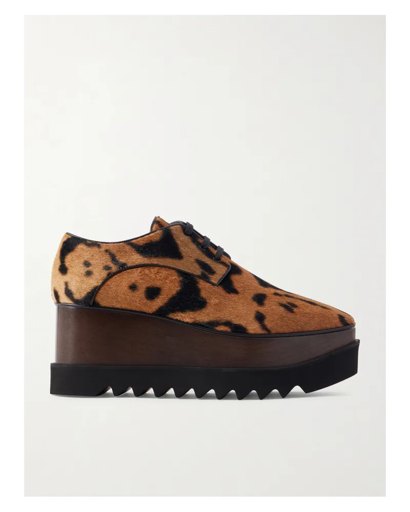 Stella McCartney Elyse Animal-print Velvet Platform Brogues - Animal Print Animal