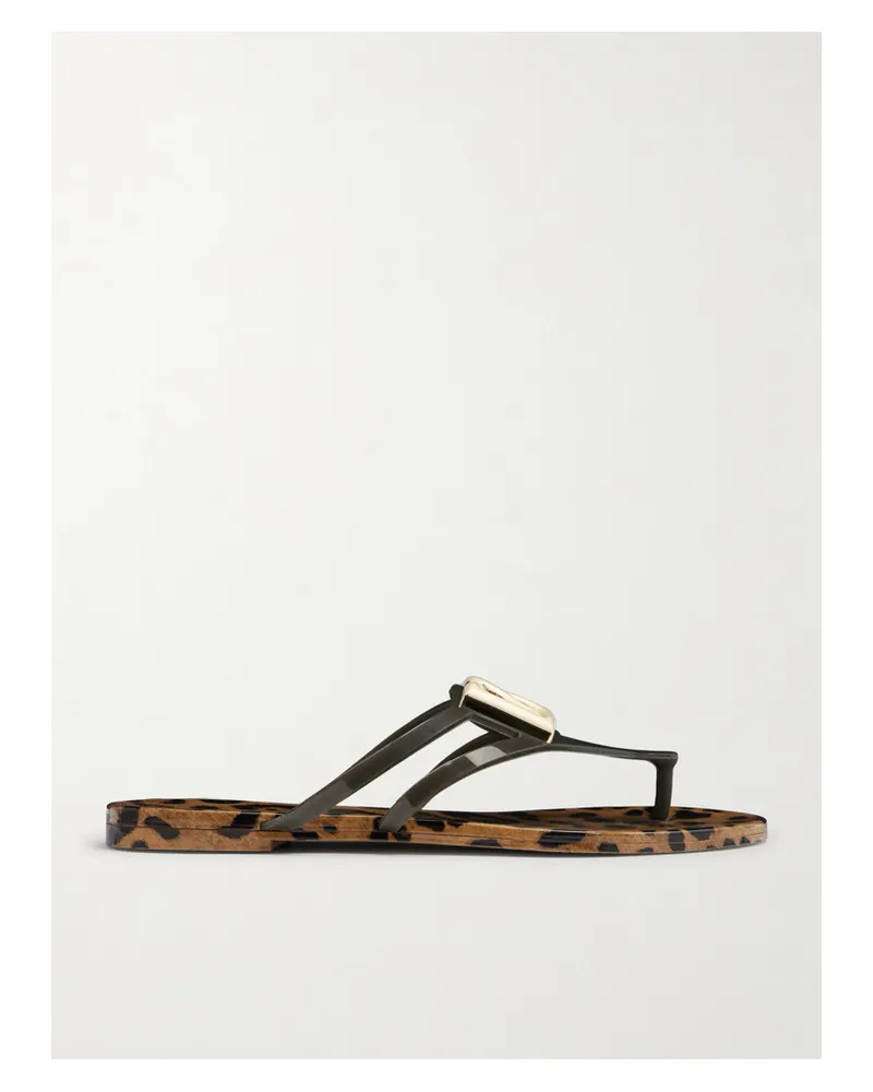 Dolce & Gabbana Embellished Rubber Sandals - Animal Print Animal