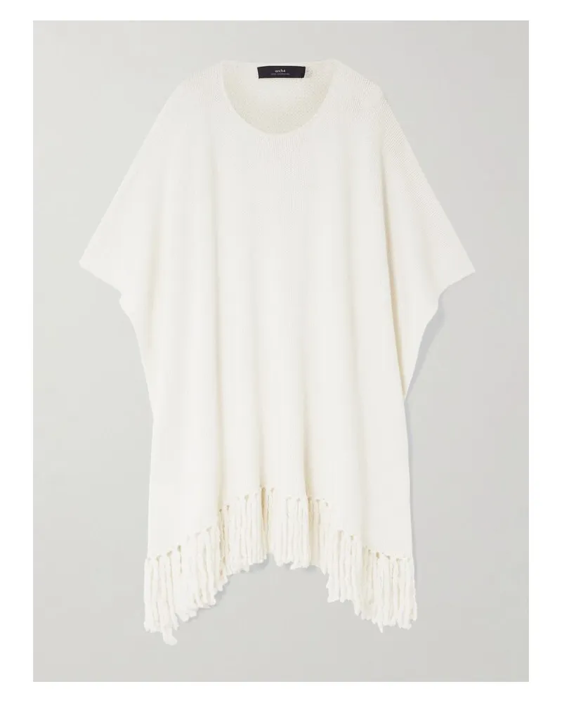 arch4 Jules Poncho Aus Kaschmir Mit Fransen - Weiß Weiß