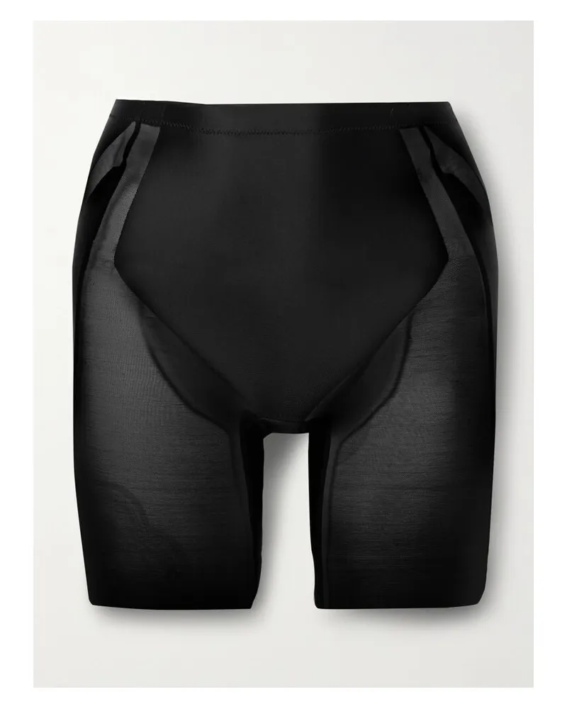 Spanx Shaping Shorts Aus Mesh Und Stretch-satin - Schwarz Schwarz