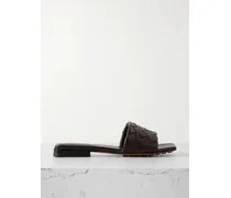 Riva Intrecciato Leather Slides - Brown