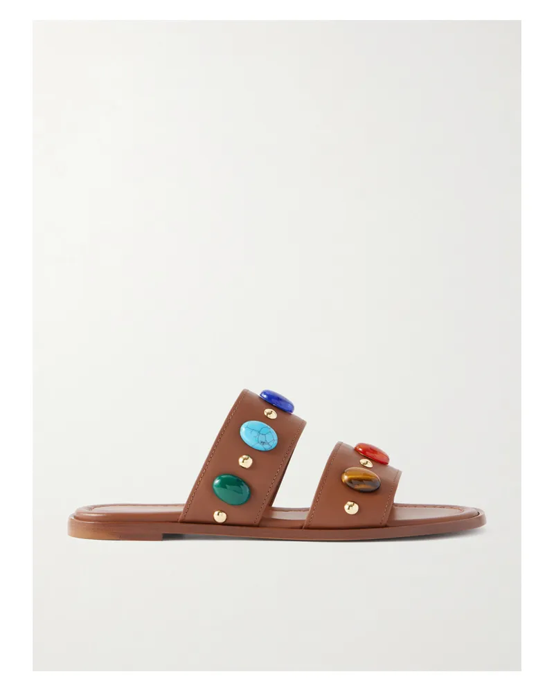 Gianvito Rossi Pasha Embellished Leather Sandals - Brown Brown