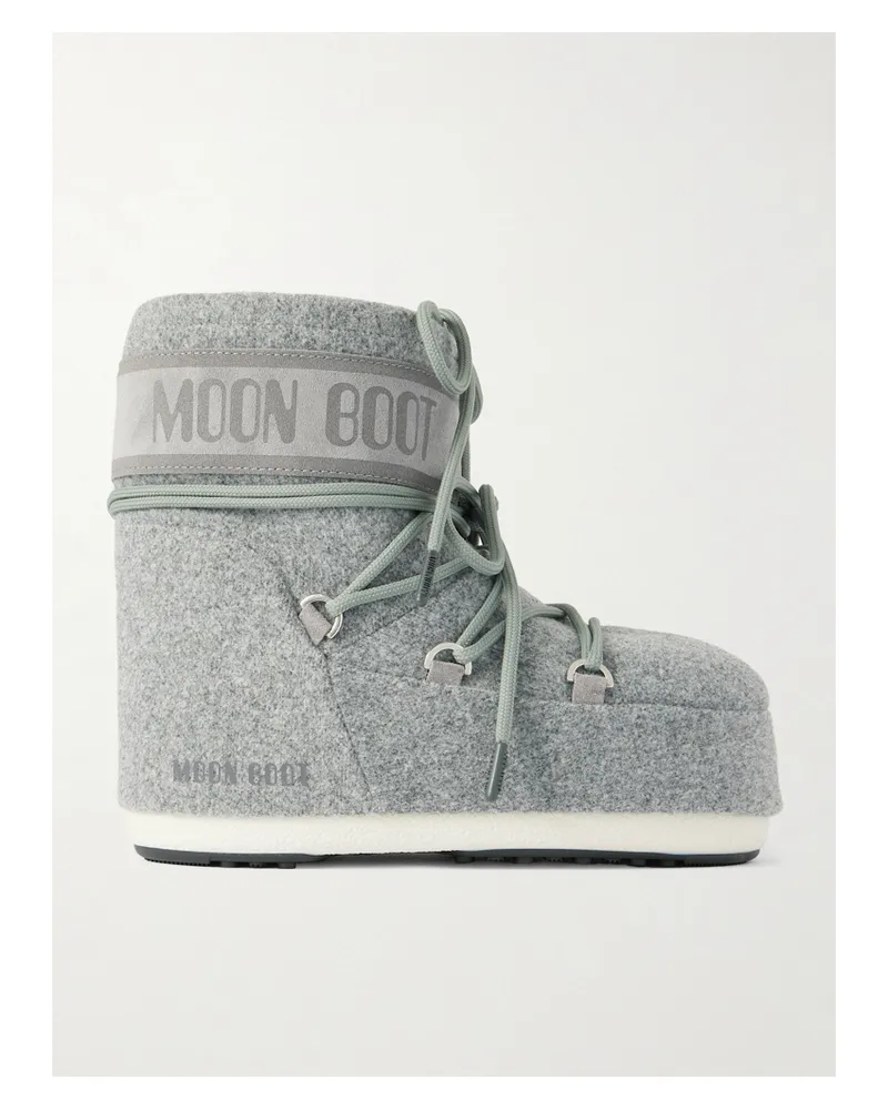 Moon Boot Icon Low Felt And Suede Snow Boots - Gray Gray