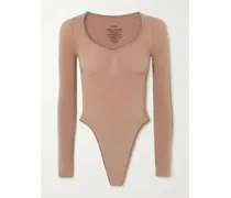 Seamless Sculpt Long Sleeve Thong Bodysuit – Sienna – String-body - Neutral