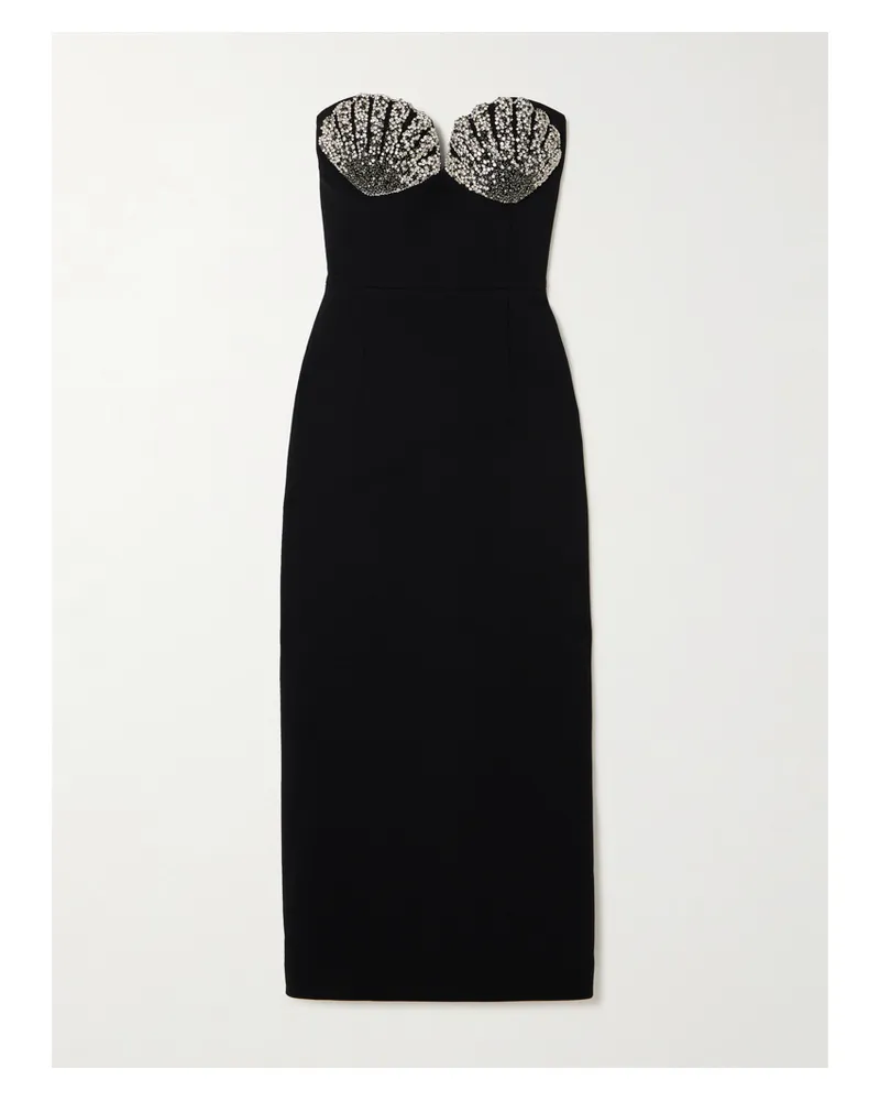 Rebecca Vallance Cordelia Trägerloses Midikleid Aus Crêpe Mit Kristallen - Schwarz Schwarz