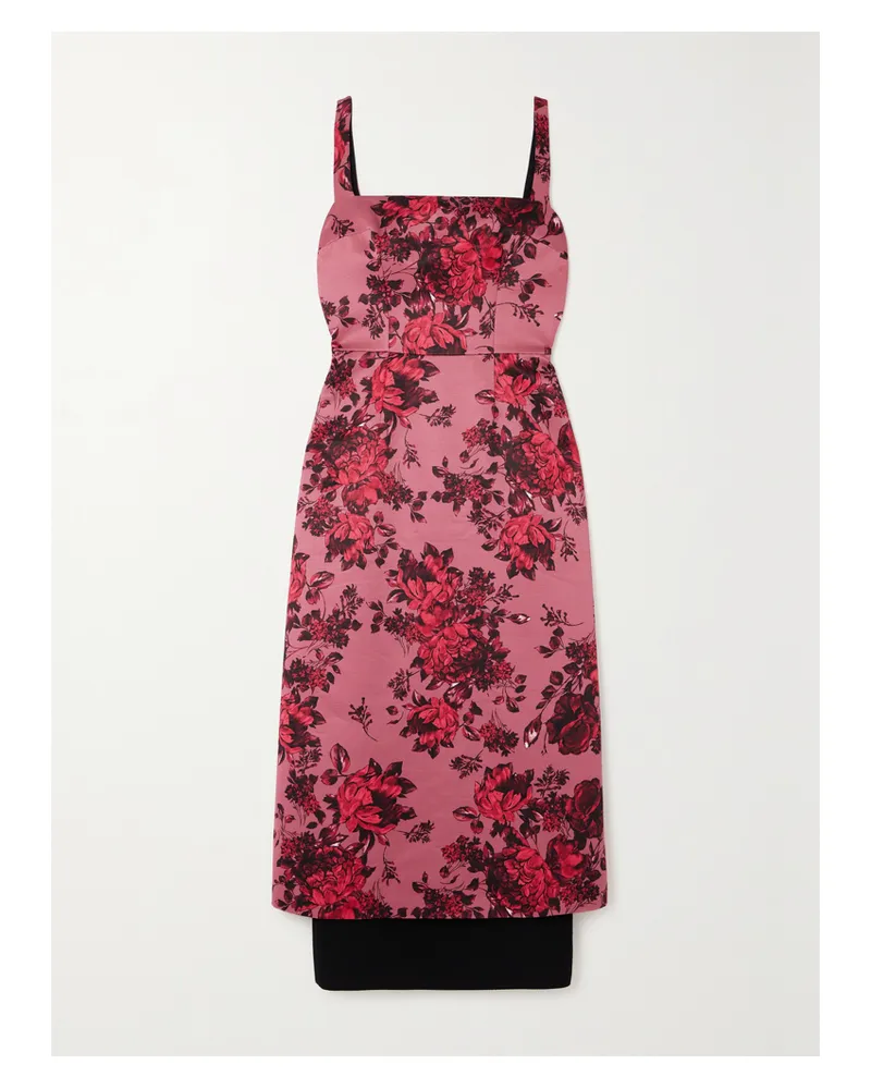 EMILIA WICKSTEAD Tiffany Mehrlagiges Midikleid Aus Faille Mit Blumenprint - Pink Pink