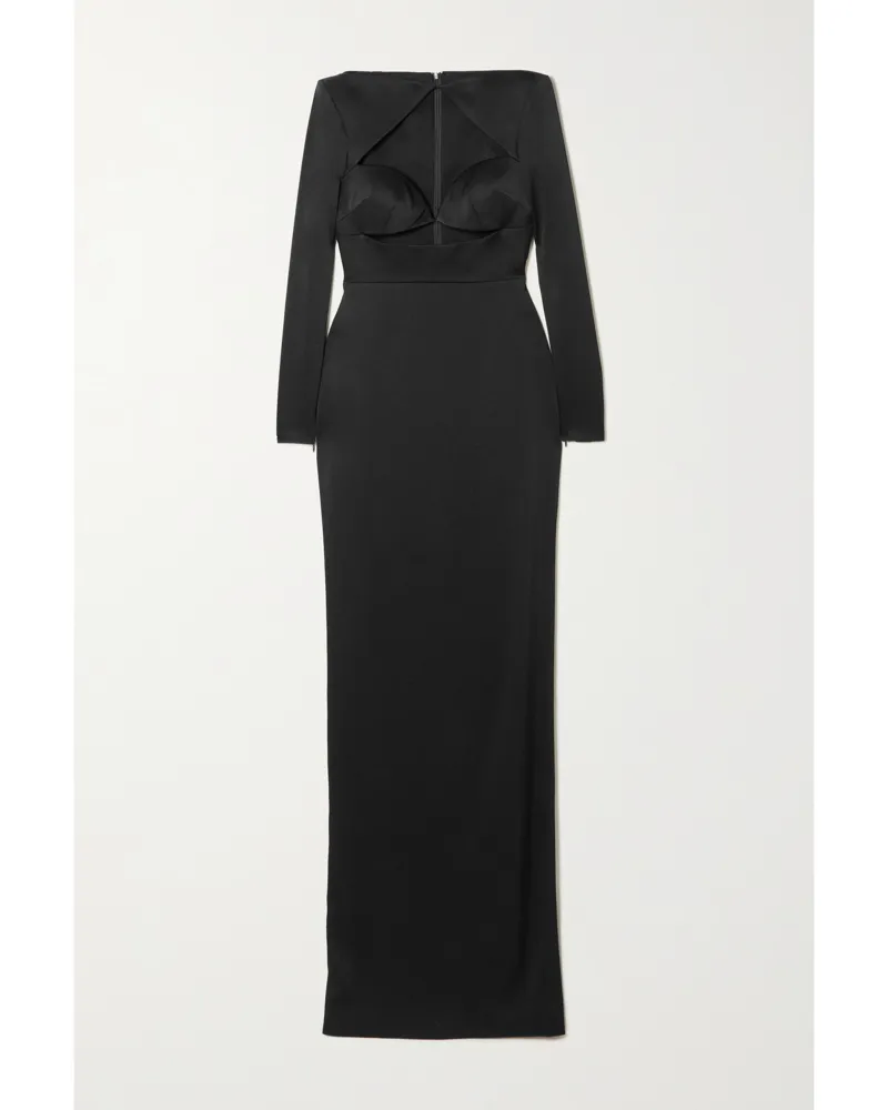 Alex Perry Cohan Maxikleid Aus Glänzendem Crêpe Mit Cut-outs - Schwarz Schwarz