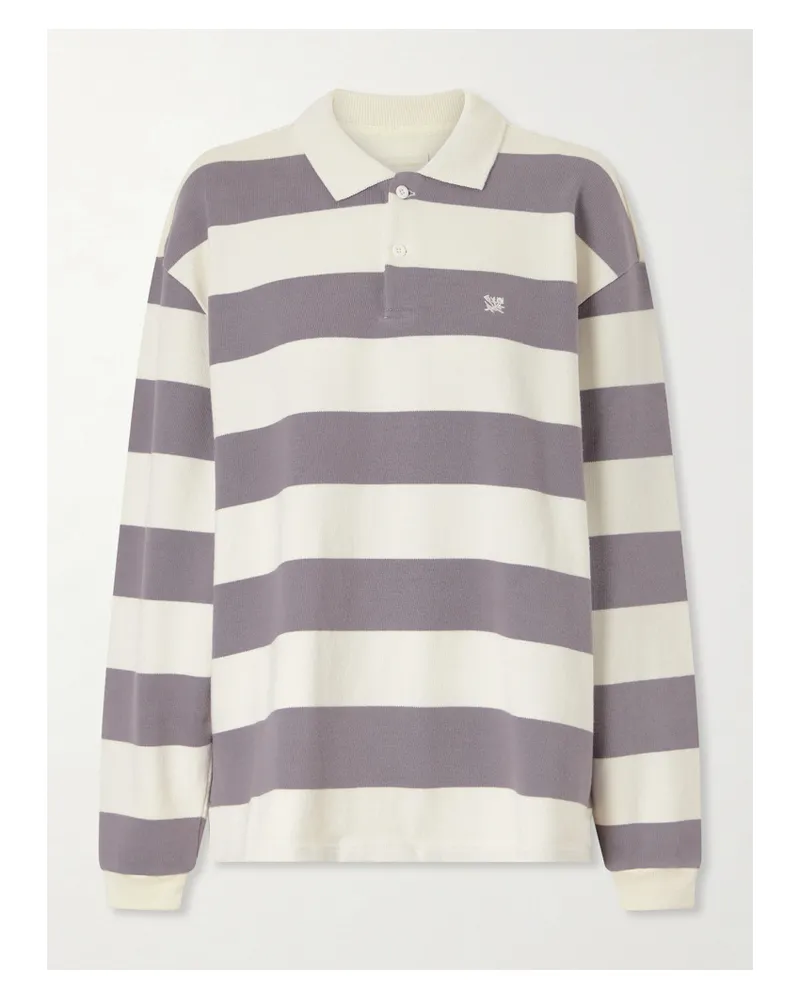 Aimé Leon Dore Striped Cotton-jersey Polo Sweater - Gray Gray