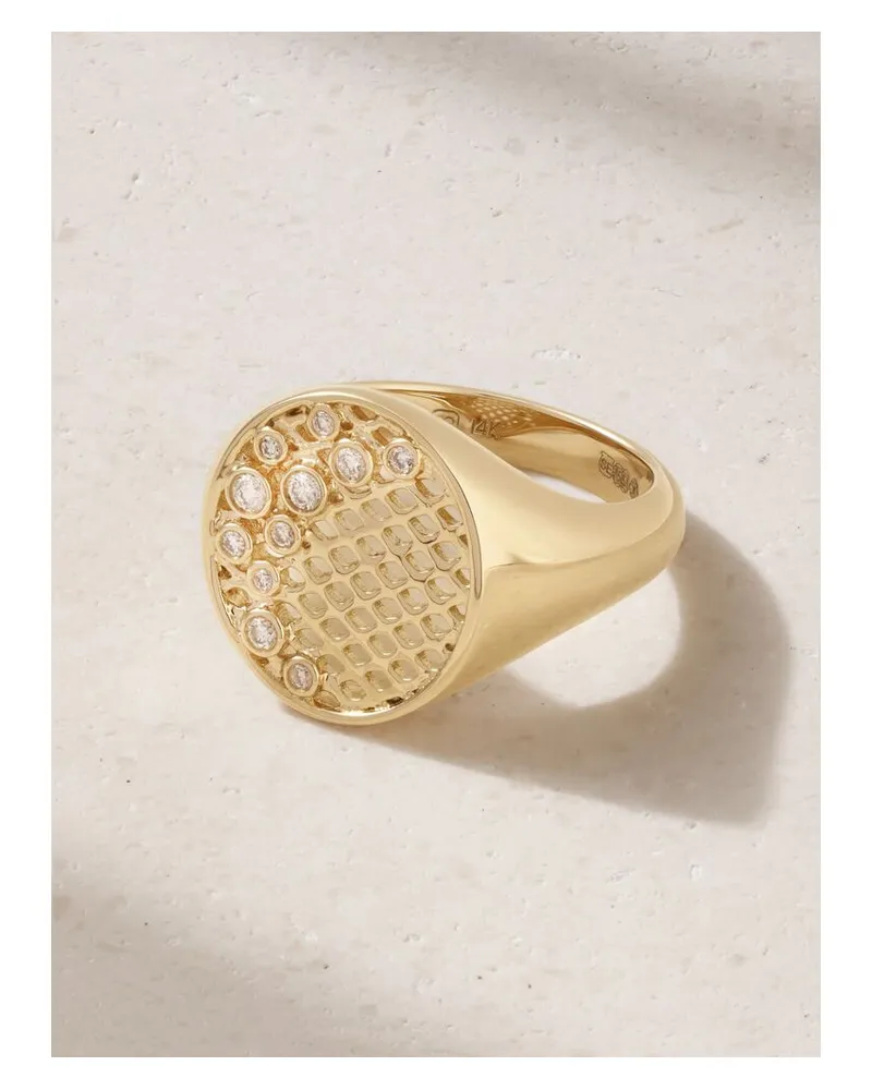 Sydney Evan Oval Fishnet Ring Aus 14 Karat Gold Mit Diamanten Gold